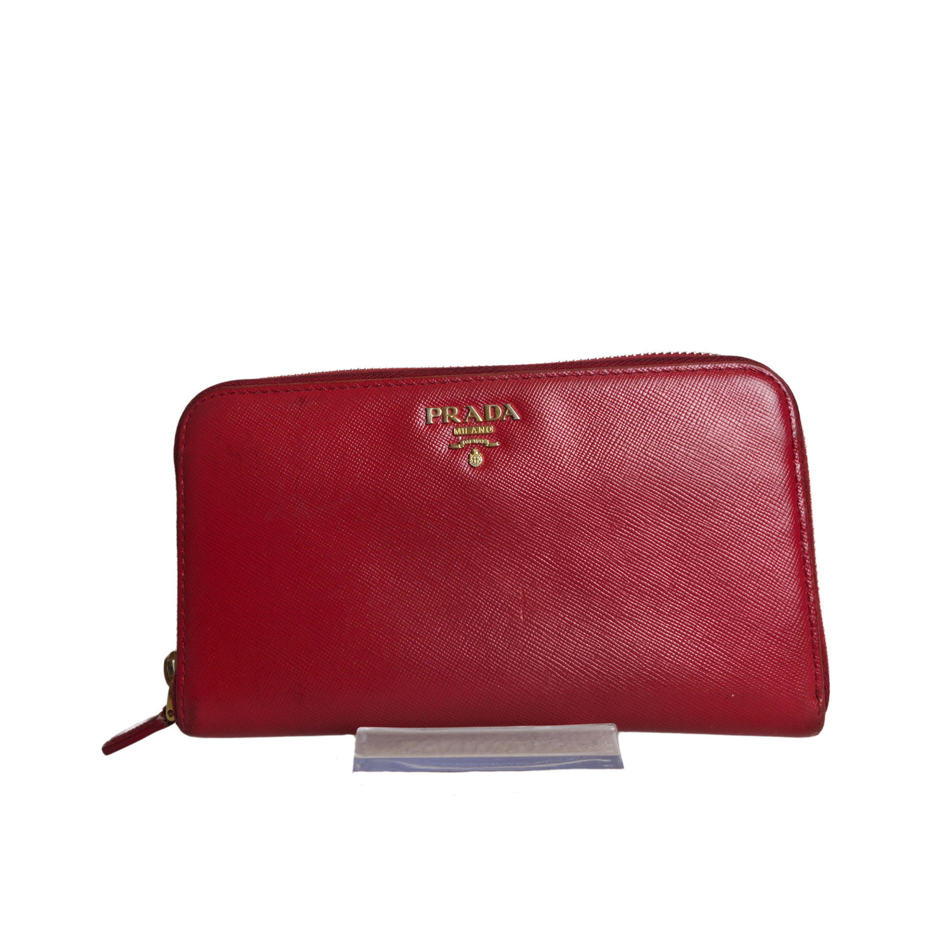 Prada Saffiano Leather Zip Around Long Wallet