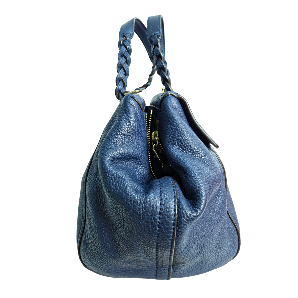 TORY BURCH Half Moon Blue Shoulder Bag