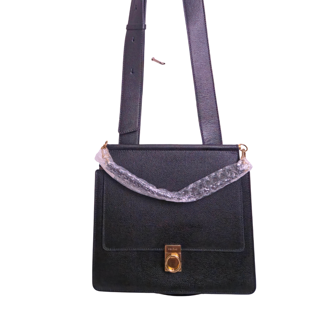 Polène Numero Sept in black textured leather