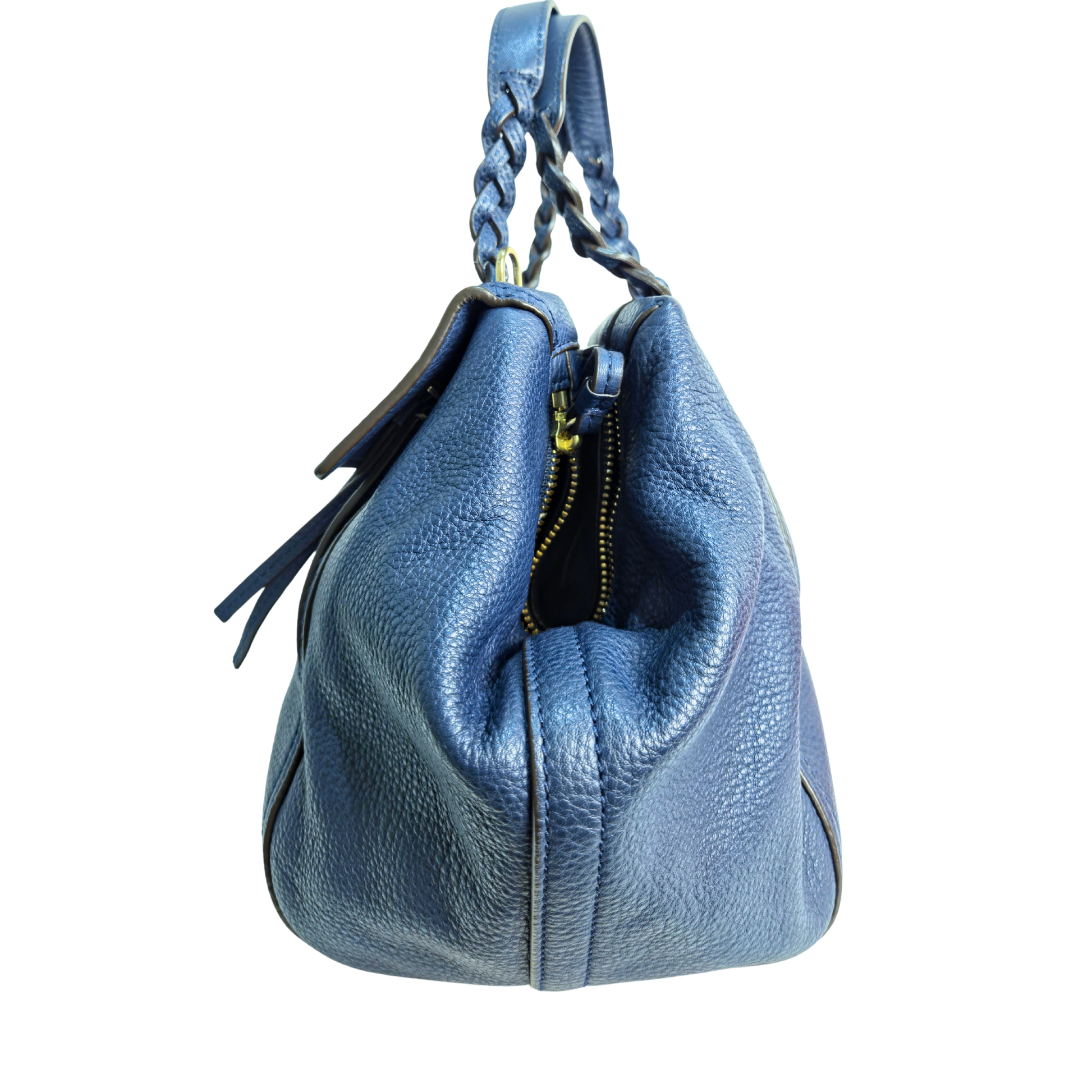 TORY BURCH Half Moon Blue Shoulder Bag