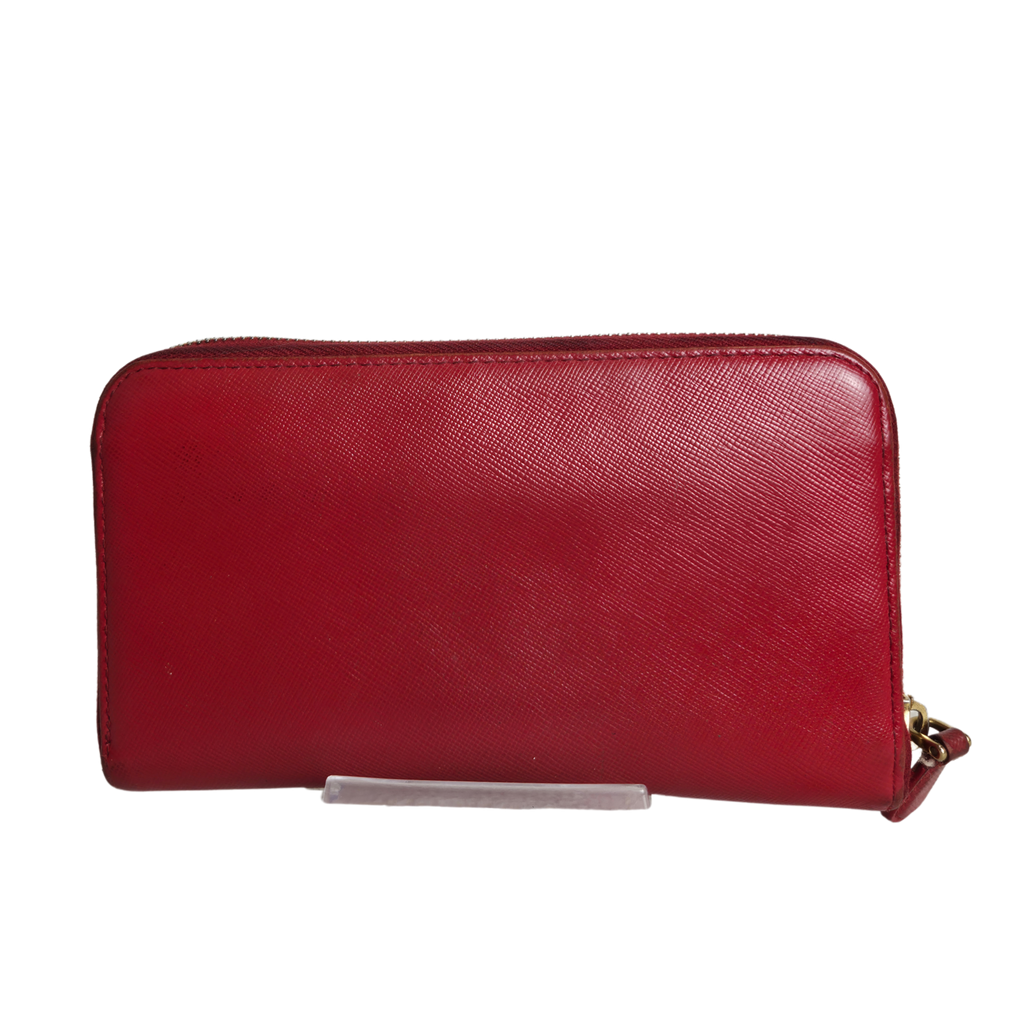 Prada Saffiano Leather Zip Around Long Wallet