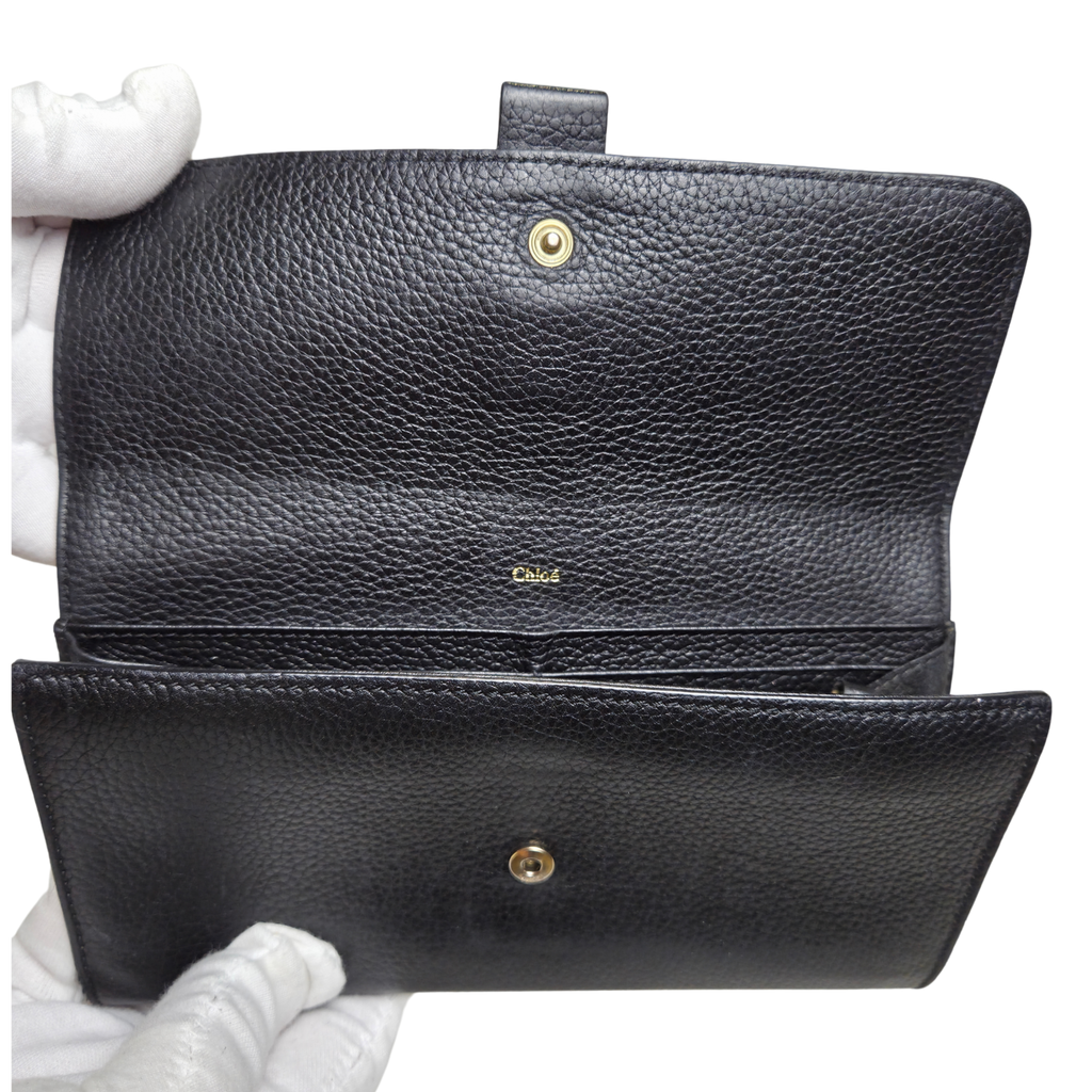 Chloé Paddington Black Leather Long Wallet