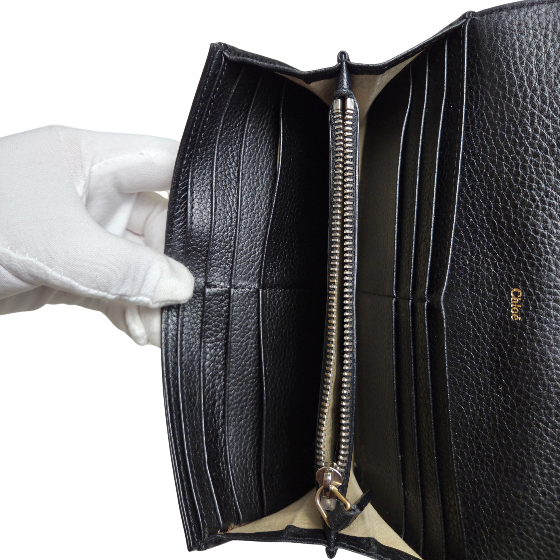 Chloé Paddington Black Leather Long Wallet