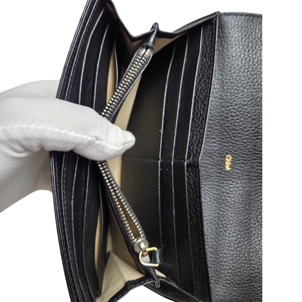 Chloé Paddington Black Leather Long Wallet