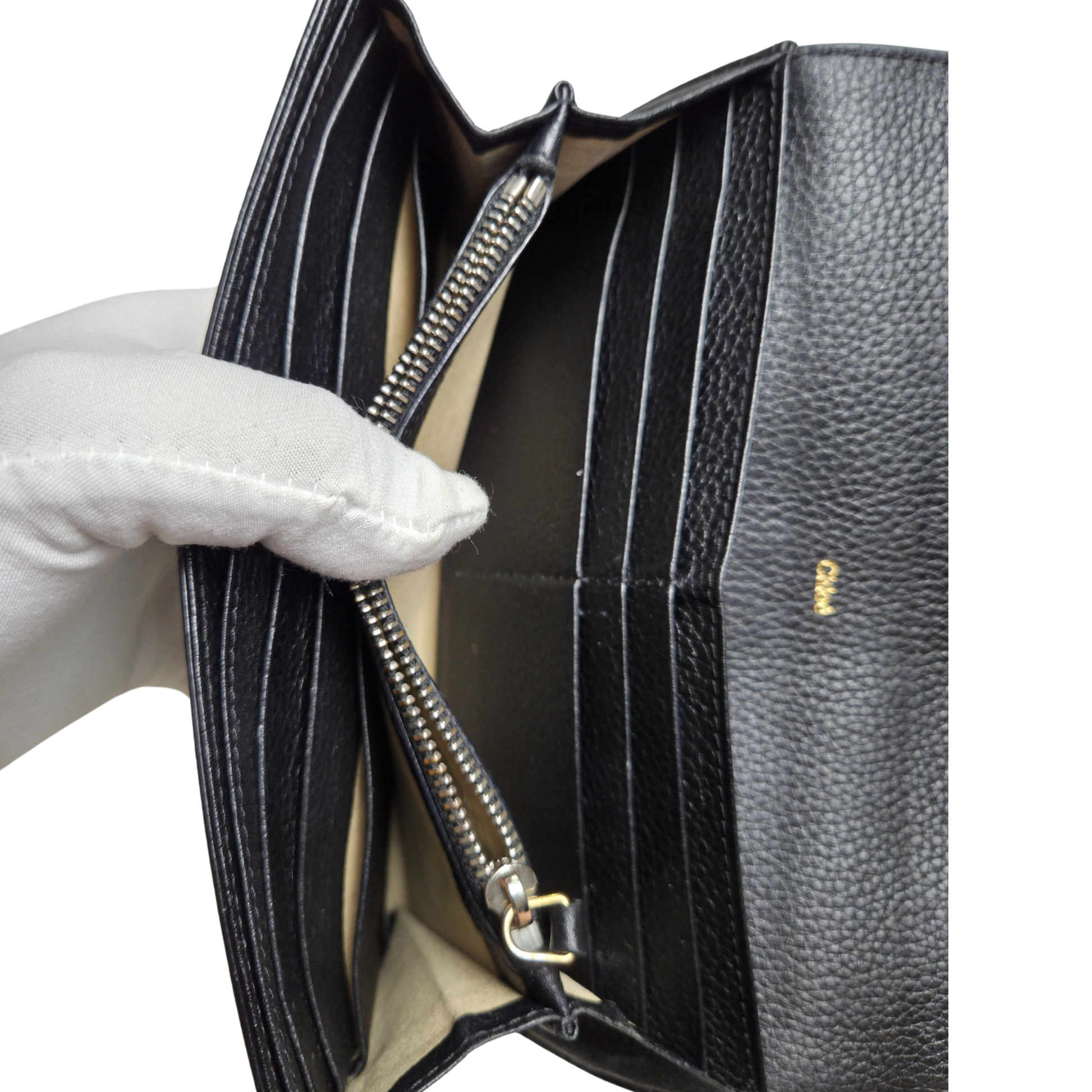 Chloé Paddington Black Leather Long Wallet
