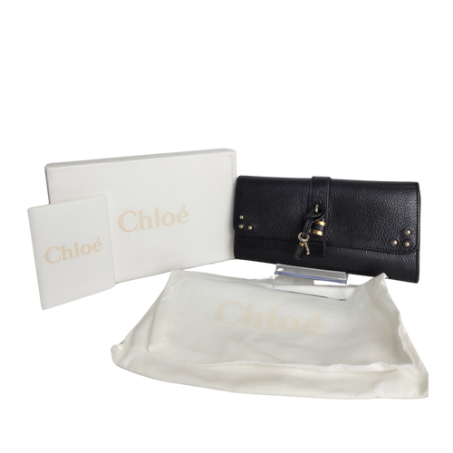 Chloé Paddington Black Leather Long Wallet